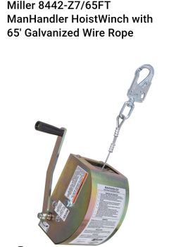 Miller ManHandler Hoist/Winch 8442-Z7/65FT w/ 65' Galvanized Wire Rope