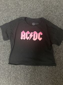 AC/DC Black Crop Graphic T-Shirt