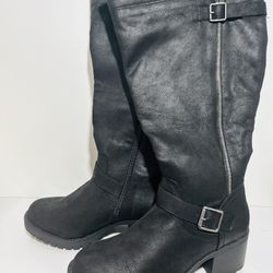 11WW Torrid Knee High Black Faux Suede Biker Boots