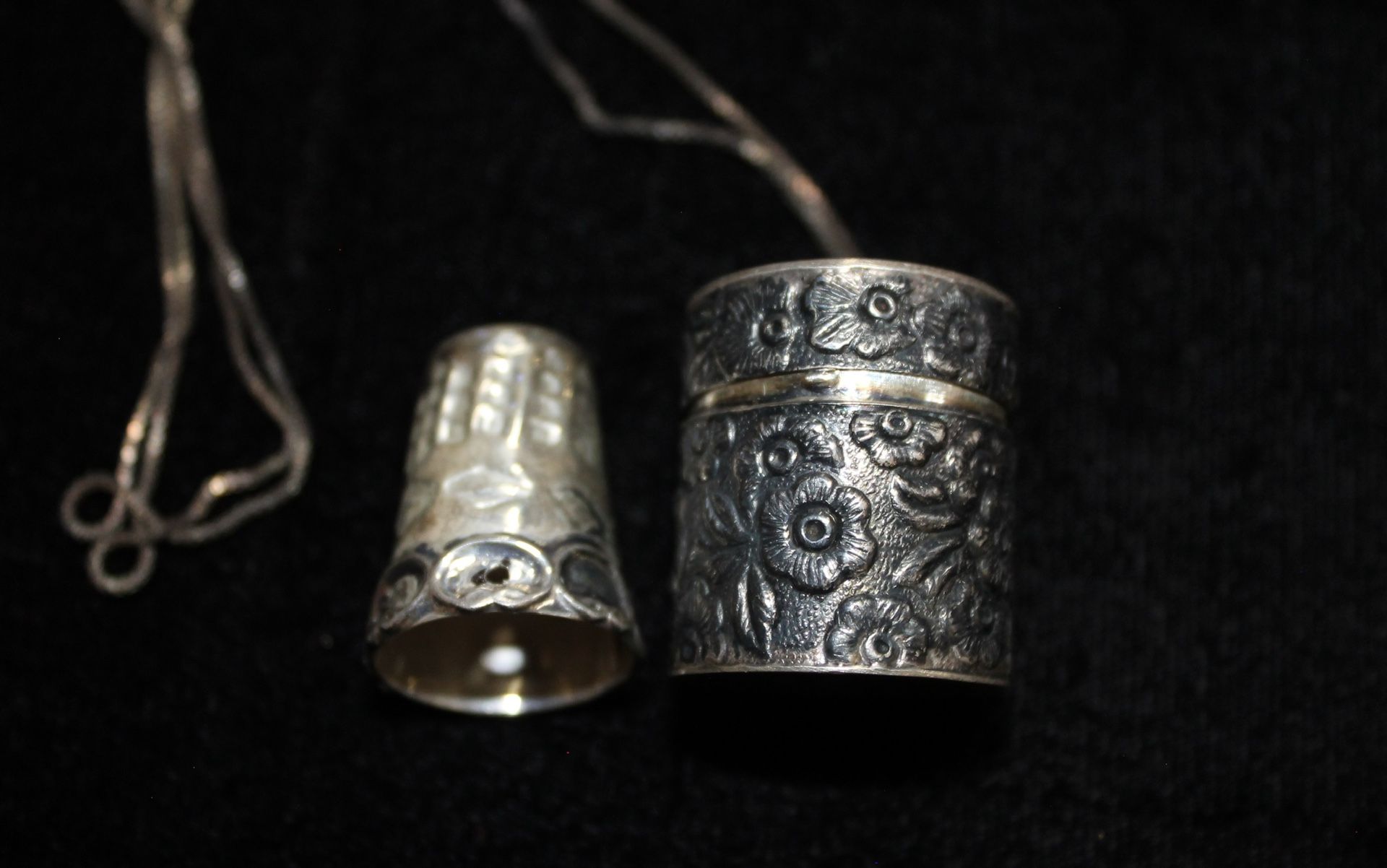 Vintage Sterling Silver Thimble Necklace Pendant With Thimble Still Inside.
