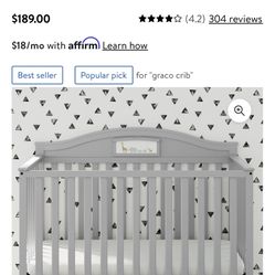 NEW Graco Story Customizable 5-in-1 Convertible Crib w Drawer. Pebble Gray.