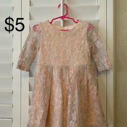 Girls Size 5 Lace Pink Dress