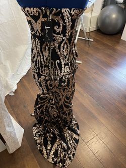 Strapless Sequin Long Formal Gown Evening Party Wedding Guest Dress