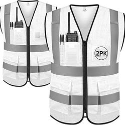 2 Pack Reflective Safety Vest High Visibility Class II Mesh Vest Size XL