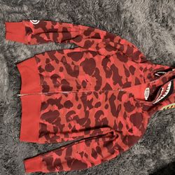 Red Bape Hoodie Size Large Like New 