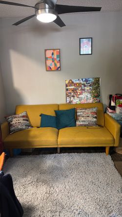 Mustard futon with usb port