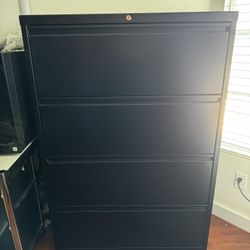 52.5inch Black Steel 4-Drawer Steel File Cabinet with Lock and Keys, 2 available, $80 each or $140 both 