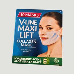 STYLIA V-Line Maxi Lift Collagen Mask 10 Pack Hyaluronic Acid Aloe Vera New