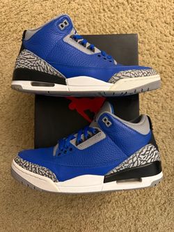 Size 9.5 (Pre owned, comes with original box) - Air Jordan 3 retro variety royal blue cement