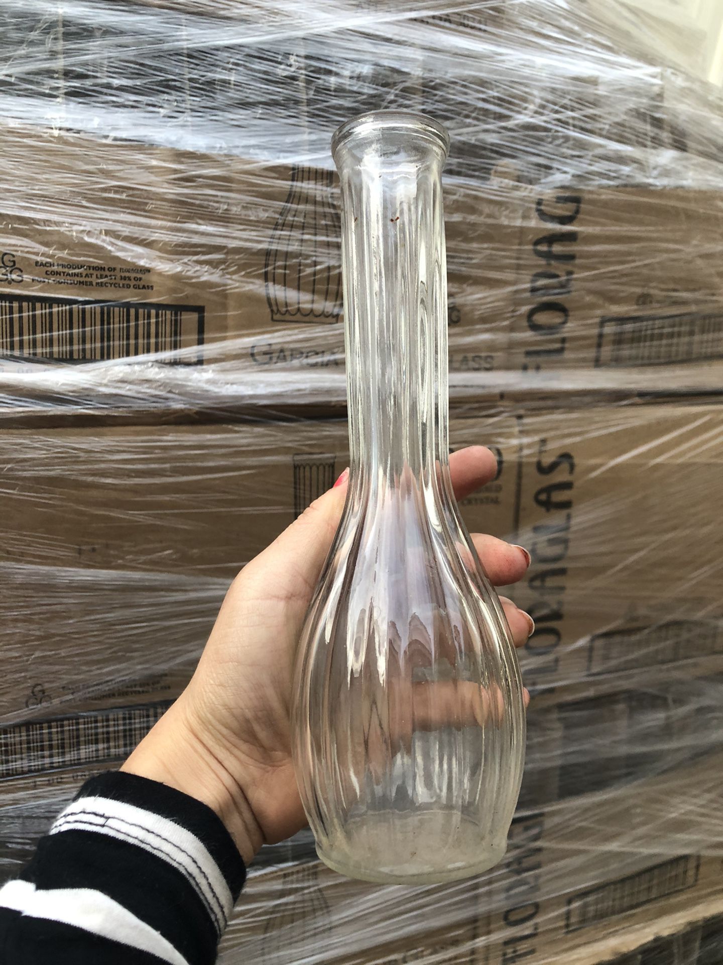 Crystal glass flower flute vase