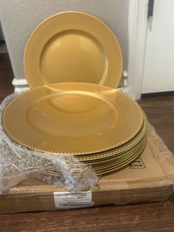12 pack of gold beaded charger plates