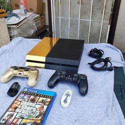 Gold & BLack Ps4 500GB With 1 CONTROLLER is $180. GTA 5 Is $20... White & Gold Ps4 Is Same $180