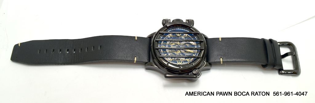 Invicta Vintage Crossbar Black Dial Black Leather Men's 52mm Watch