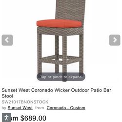Like New Sunset West Wicker Bar Stools