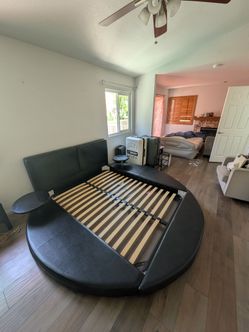 Queen platform leather bed frame