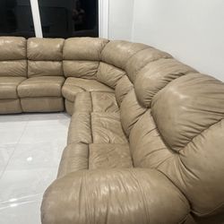 Leather Sectional Sofa Sleeper Recliner 