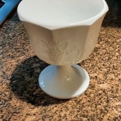 Milk Glass Pedestal Fruit Bowl