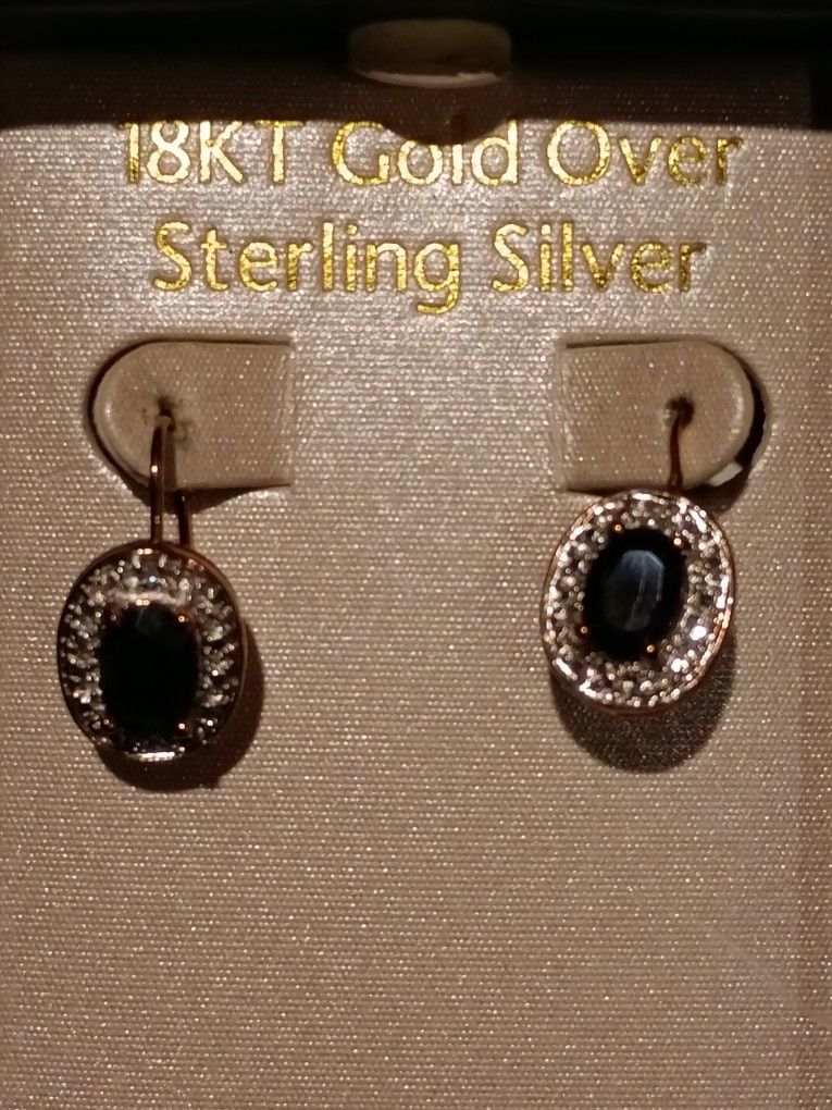 18k Gold Over Sterling Sapphire Earrings 