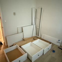 Daybed frame with 3 drawers, white, Twin-Double Bed AND 6.5” Full-Size Mattress + 3” Mattress Topper