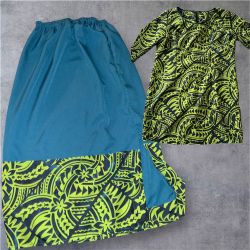 Vibrant Polynesian-Lime Green Dress & Skirt Set&Aloha