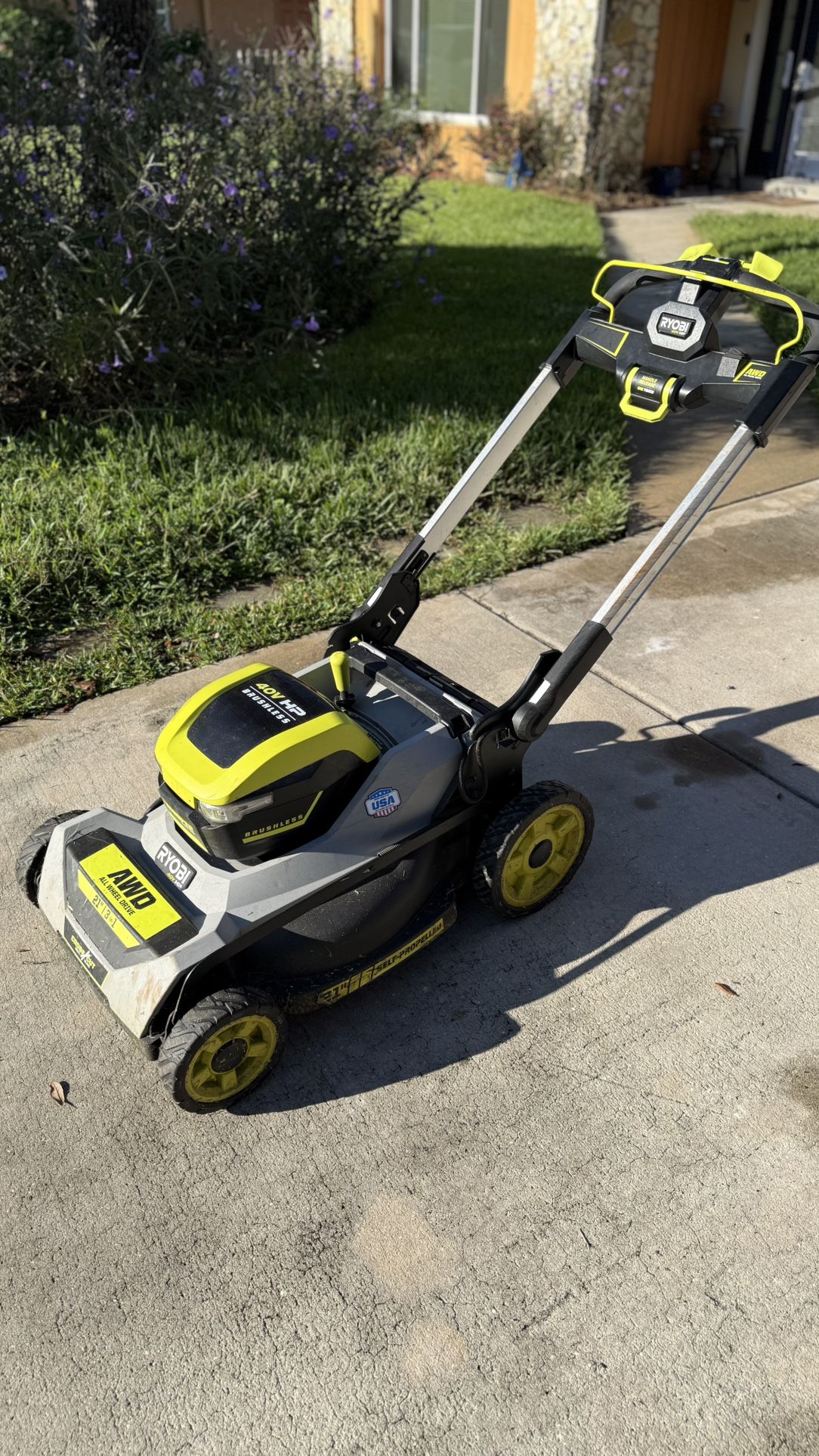 Ryobi AWD Electric Lawn Mower With Batteries