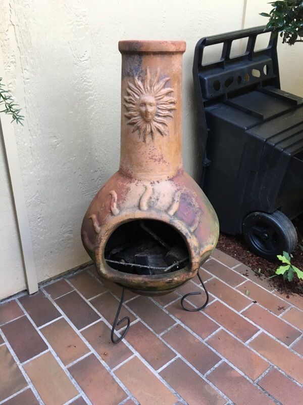Clay chiminea with stand
