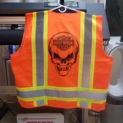 Harley Davidson Safety Vest - Orange/Black Vinyl Decal