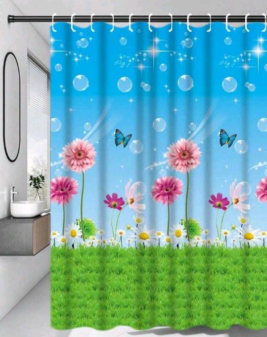 Floral Butterfly Shower Curtain