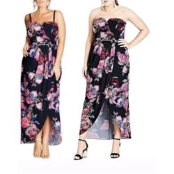 Brand New City Chic Floral Romance High / Low Dress - Size 14
