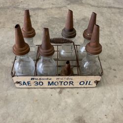 Antique Motor Oil Glass And Case