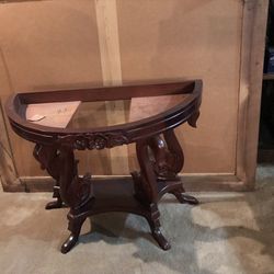Queen Ann Table  Antique Beautiful Brown  With  White Marble Top .