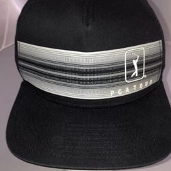 PGA Tour Striped Men’s Twilight Round Black Adjustable Golf Cap Hat