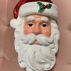 SET OF FOUR large plastic Santa ornaments