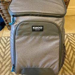 Igloo  Laguna Soft Sided Cooler 24 Can Backpack, Gray Twill with Ibiza Blue