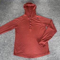 KETL Hooded Henley Shirt Mens Small Red Long Sleeve Outdoor Hiking Trail Casual