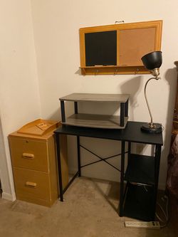 Black Metal and Wood Computer Desk