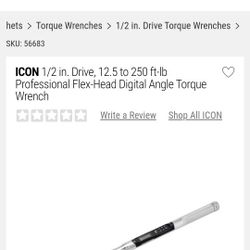 ICON 1/2 in. Drive, 12.5 to 250 ft-lb Professional Flex-Head Digital Angle Torque Wrench
