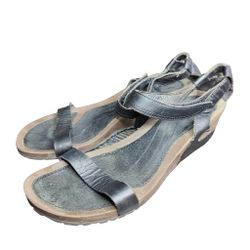 Teva Cabrillo Black Leather Wedge Sandals