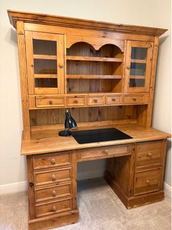 Country Chic Pinewood Desk and Cabinet