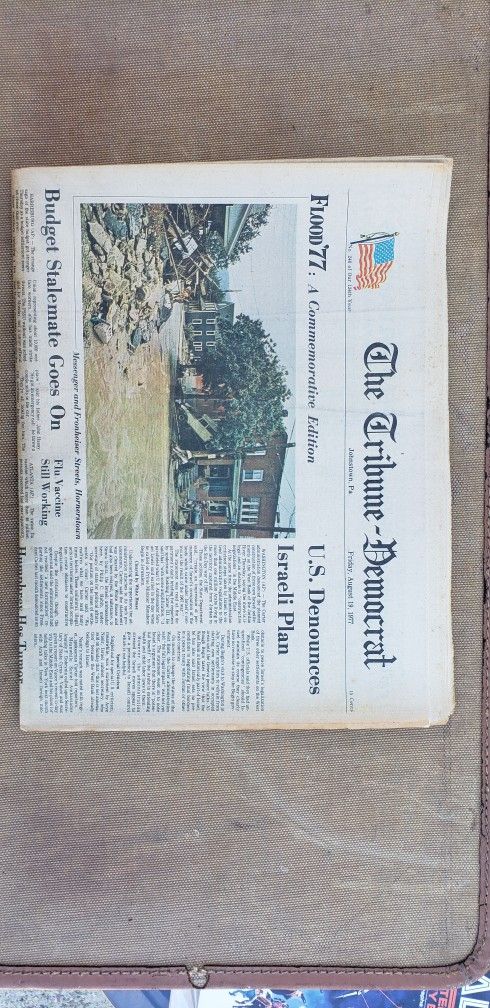 Johnstown PA 1977 Flood Historical Newspaper