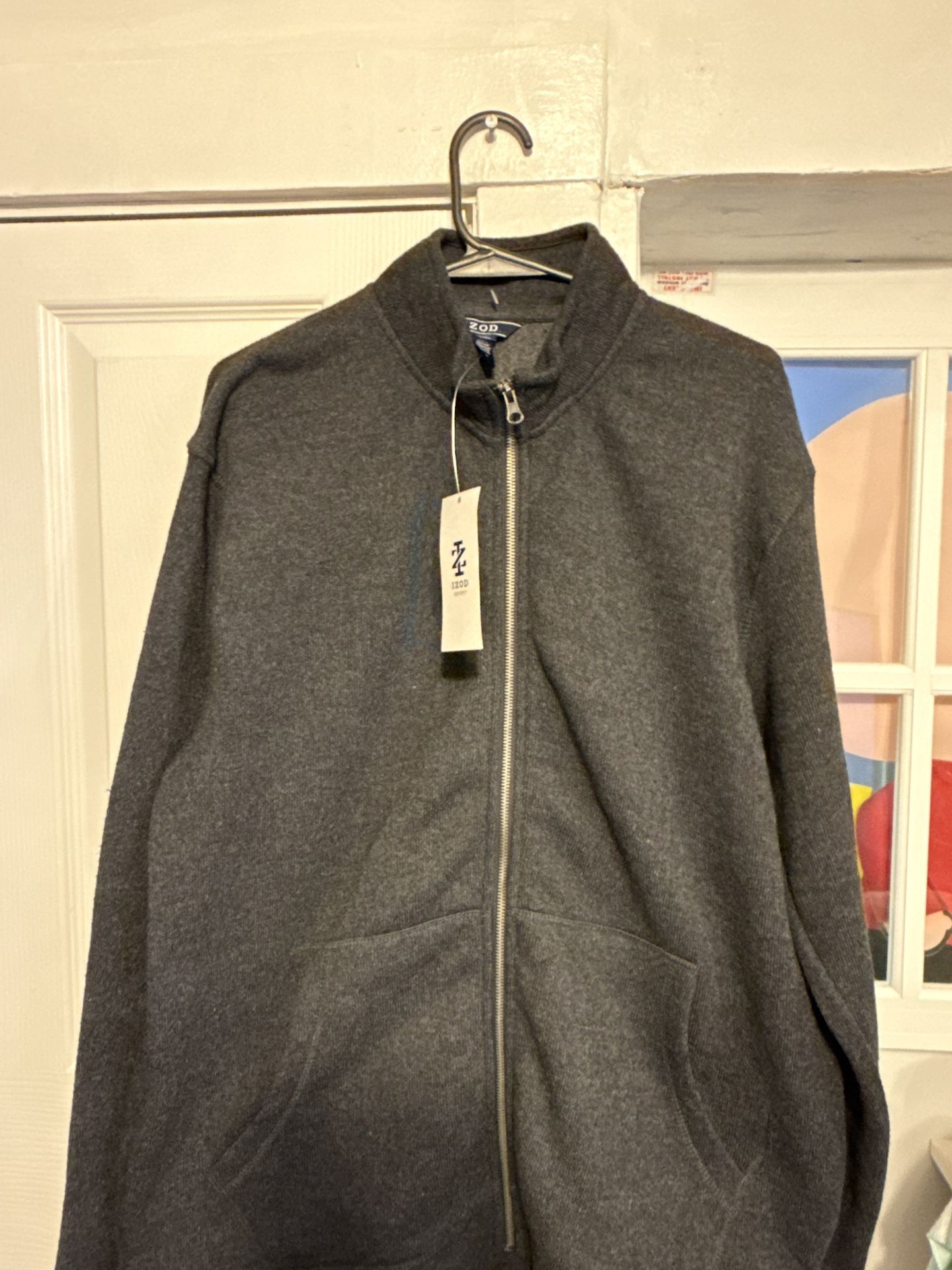 IZOD Men's Black Full Zip Sweater - Size L