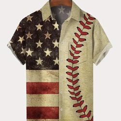 Mens baseball American flag button up shirt. Brand new. Size Large.