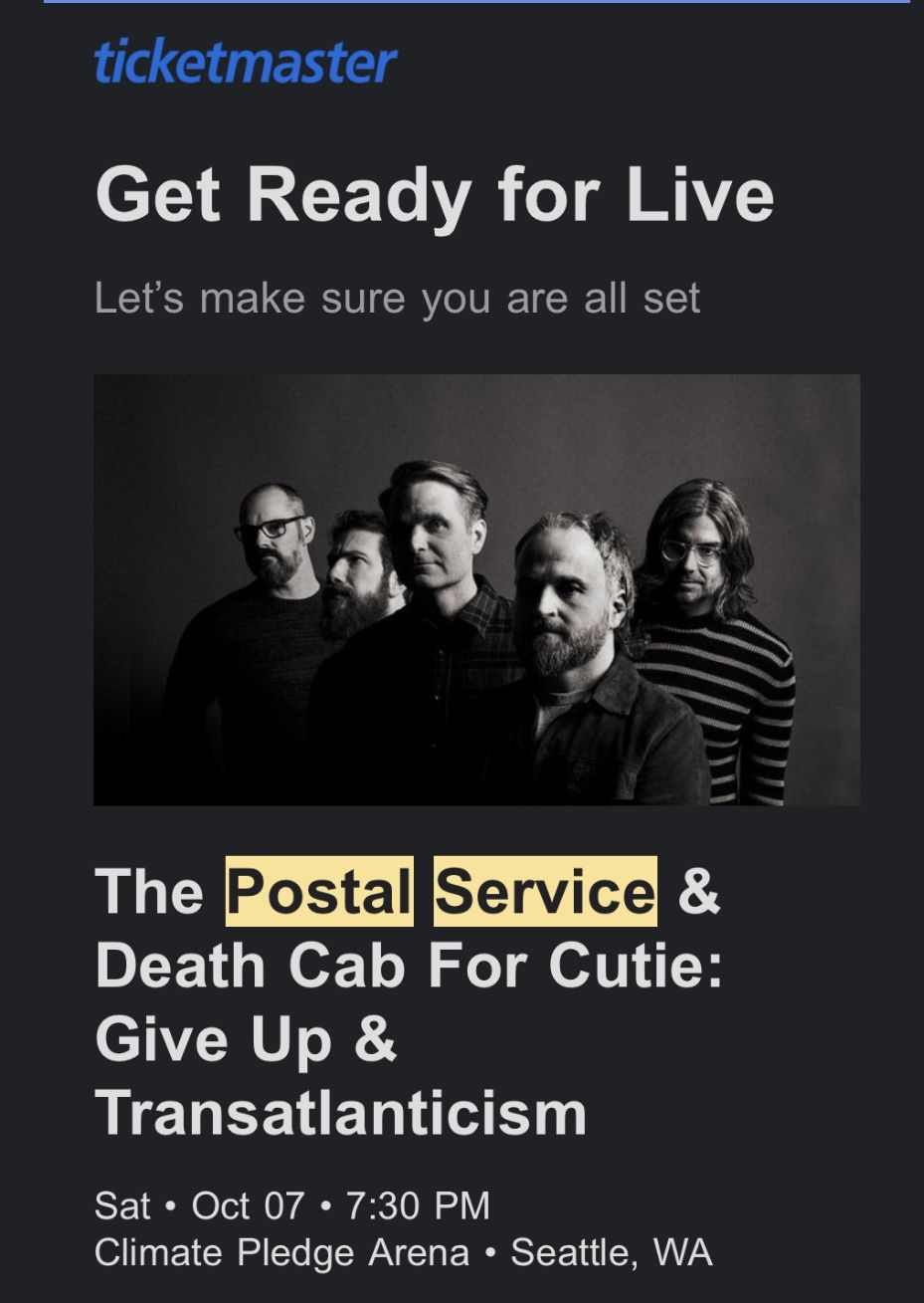2 Tickets To Postal Service In Seattle On Sat