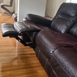 Leather Sofa 3 Seater With Recliner Only $200