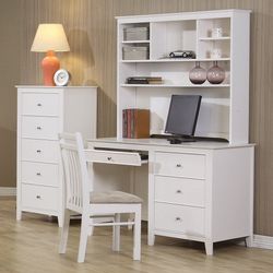 White Finish 3 PC Desk Set