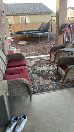Patio furniture and rug