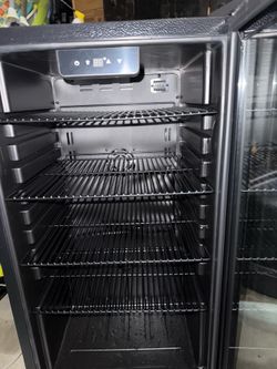 Glass-door wine or beverage cooler refrigerator
