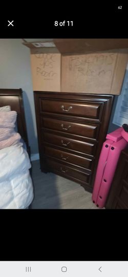 Cherry wood 5 drawer chest