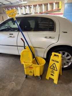 Rubbermaid Commercial Mop, Bucket, Mop, Handle, And Wet Floor Sign