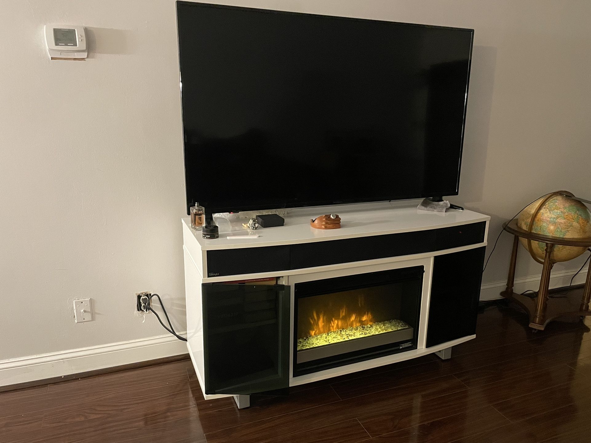 TV STAND With Fireplace. And SPEAKERS
